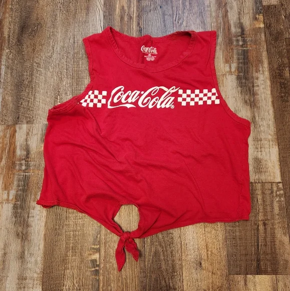 Coca-Cola Checkered Tie Crop Top - Picture 1 of 6